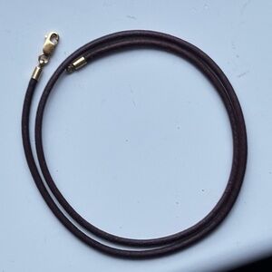 Brown Leather & 14k gold Necklace